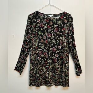 J.Jill flowered tunic top with front & back peplum ruffle. Size S